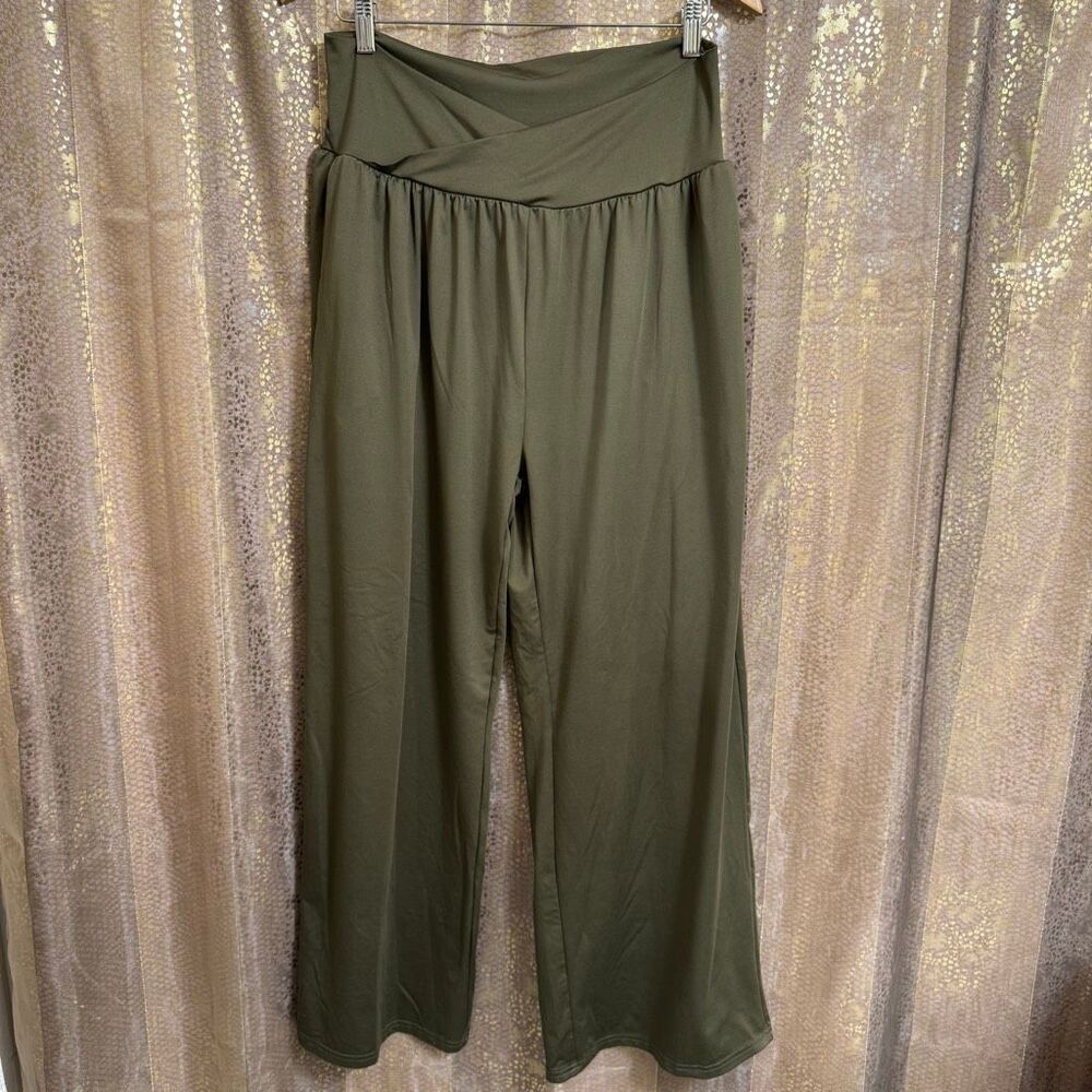 TARSE Olive Green Comfy Crossover Waist Stretchy Lounge Pants XL